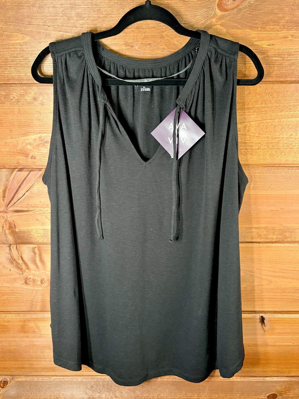 Ava & Viv Black V-Neck Tie-Strap Sleeveless Tank Size XXL 💕🖤